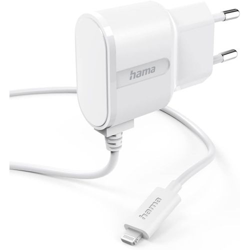 Kgabery-Chargeur Lightning 1a / 5w / 5v (Chargeur Secteur Lightning, Alimentation Electrique Appareils Apple Iphone Ipod, Chargeur Secteur Apple Mfi Certifié, Câble 1m) Blanc