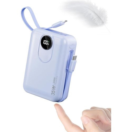 Kgabery-Power Bank 20000 Mah Avec Câbles Intégrés, Batterie Externe À Charge Rapide, 35 W, Pour Téléphone Portable, Batterie Usb C (Entrée Et Sortie), Chargeur Portable Avec 4 Sorties Et 2 Entrées, B