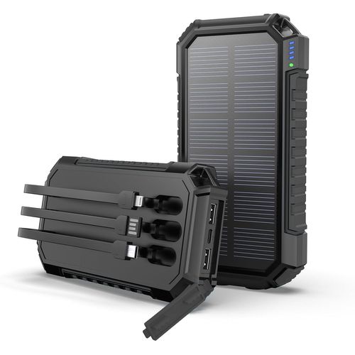 Kgabery-Chargeur Solaire Power Bank 27000mah, Usb C Chargeur Rapide Batterie Externe Solaire Avec 3 Câbles, Chargeur Portable Avec 3 Ports Pour Téléphone, Tablette