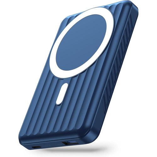Kgabery-Batterie Externe Magnétique 10 000 Mah, Sans Fil, Magnétique, 22,5 W, Pd Charge Rapide Avec Écran Led Et Câble De Charge Usb-C, Pour Iphone 15/14/13/12 Series (Bleu)