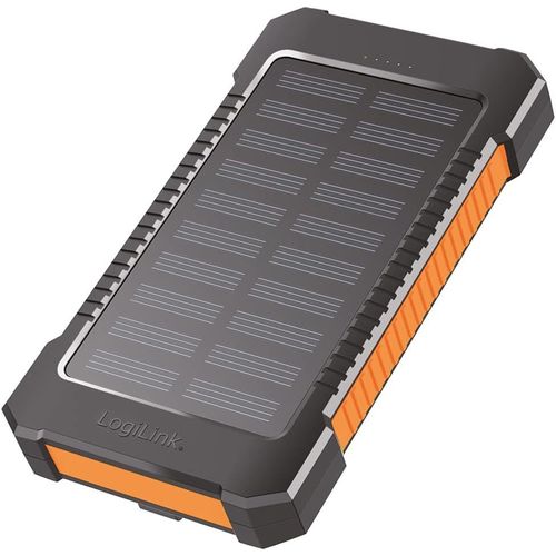 Kgabery-Batterie Externe Solaire De 8000 Mah, Lampe De Poche, Charge Simultanée De 2 Appareils (2 Ports Usb Type-A), Noir/Orange