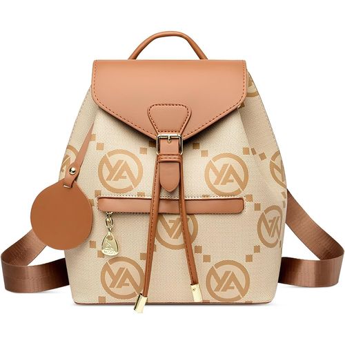 Sac À Dos Femme Antivol Élégant Sacs À Main Portés Dos Imperméable Convertible À Bandoulière Chic Impression Sac D'École Pour Voyage Shopping L'École Travail Université En Cuir Pu Beige A