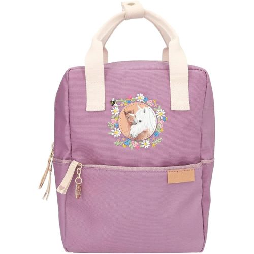 12165 Miss Melody Farm House Dos Pour Enfants En Violet, Avec Motif De Chevaux Et Broderies De Fleurs, Sac Avec Bretelles Réglables Et Pendentif, Multicolored