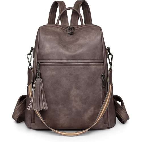 Antivol Sac À Dos Femme Sacs À Main Portés Dos Daypacks Élégant Einfach Oc Nnel Tendance Pour Rencontres Voyages Vacance Étudiant Imperméable Pu Cuir Gris