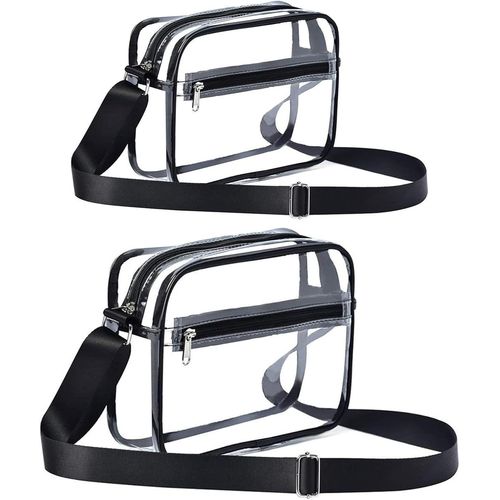 Sac Transparent, 2 Sacs Bandoulière Transparente Avec Bandoulière Réglable, Pochette À Bandoulière Imperméable Approuvé Par Les Stades, Sac À Main Transparent, Sac A Dos Transparent Pour Voyage
