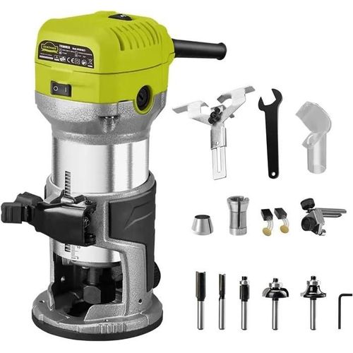 Défonceuse Affleureuse Électrique 710W 13000-33000tr/min, 6 Vitesses Variables, 3 Pinces + Accessoires