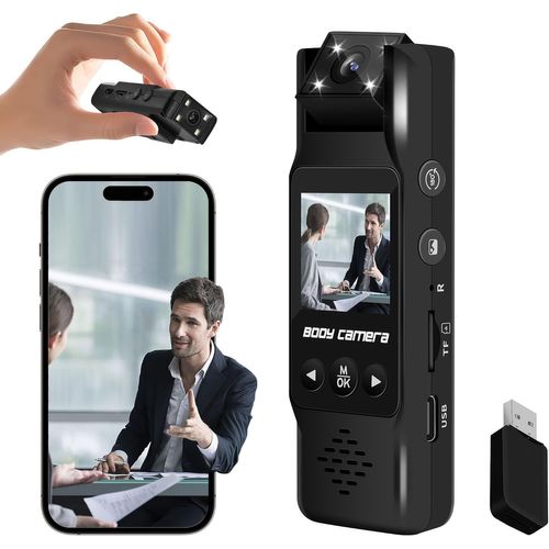 CLOUDDS_Caméra Corporelle 4K Wifi Mini,Enregistreur Vidéo Ultra Hd Pour Cyclisme,Surveillance Domestique,Caméra Espion Cachée,Bodycam,Fonctionne Sans Internet,Supporte Carte Sd