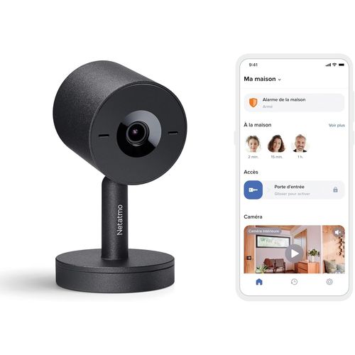 CLOUDDS_Intelligente Caméra Intérieure Advance-Reconnaissance Faciale,Audio-Bidirectionnel,Angle De Vue De 130°,2K Hdr,30 Fps,Zoom X16,2X Carte Sd-Noire