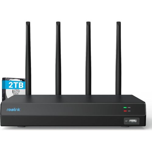 CLOUDDS_4K 12Ch Wifi Nvr Avec Wi-Fi 6,Hdd 2To Intégré,Wifi 2,4/5Ghz,Pour Caméras Wifi & Batterie(Sauf Caméras 4G),Pas De Ports Poe,Enregistrement 24/7 Kit Caméra De Surveillance,Rln12W
