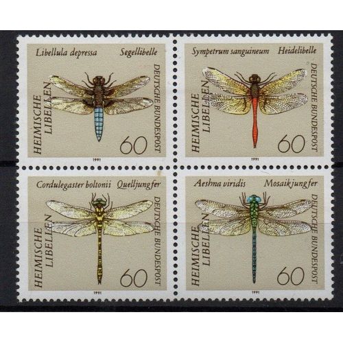Allemagne Timbres Animaux : Les Libellules 1991