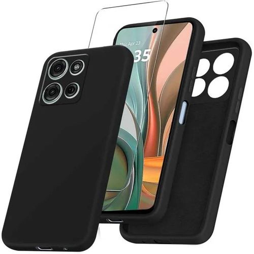 Coque Pour Motorola Moto G15 / G15 Power + Verre Trempé - Etui Housse Silicone Noir Vitre Protection Ecran Verre Trempé