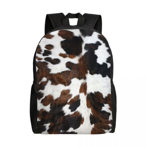 Sac à dos en cuir de vache pour homme et femme, imperméable, imprimé animal, idéal pour l'école ou le collège