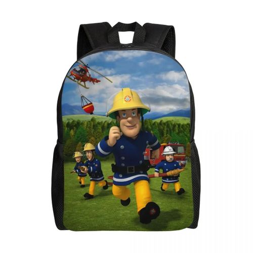 Sac à dos Sam le pompier pour homme et femme, résistant à l'eau, idéal pour l'école, le collège ou le lycée.