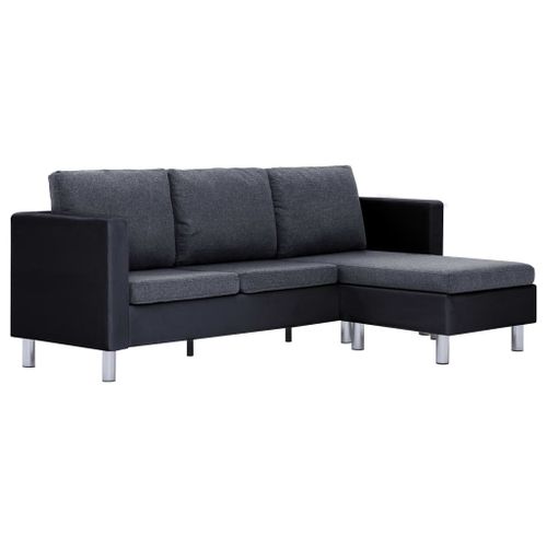 Vidaxl Canapé À 3 Places Avec Coussins Noir Similicuir