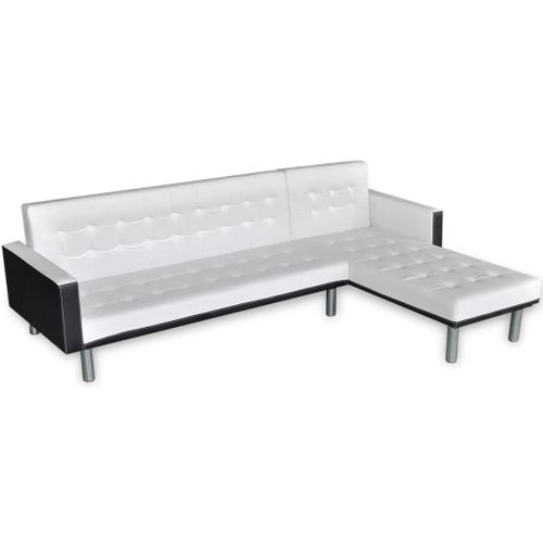 Vidaxl Canapé-Lit En Forme De L Similicuir Blanc Et Noir