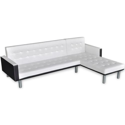 Vidaxl Canapé-Lit En Forme De L Similicuir Blanc Et Noir