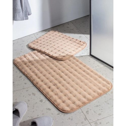 Tapis De Bain 2 Pièces Reflet Bubble - Beige