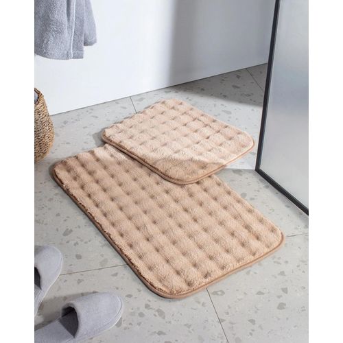 Tapis De Bain 2 Pièces Reflet Bubble - Beige