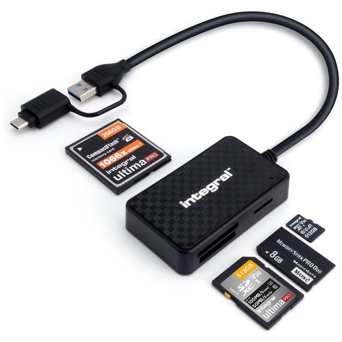 Integral MultiCard Reader - Lecteur de carte - 4 en 1 (microSD, SD, CF, MS Duo, MS PRO Duo) - USB 3.2 Gen 1 / USB-C