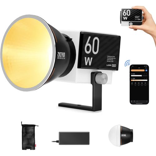 Molus G60 [Official] Lumiere Video 60W, Cob Led Eclairage Video Portable, Bi-Colore Streaming Lampe Avec 2376 Lux/ 2700 6500K/ Cri¿96/ Tlci¿97/ Contrôle App, Pour Youtube Tiktok[HDM5233600]