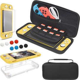 Étui Kit D'accessoires Compatible Avec Nintendo Switch Lite, 4 In 1 Coque Et Housse Transparente Et Protection Écran En Verre Trempé, Noir[Hdm5235142]