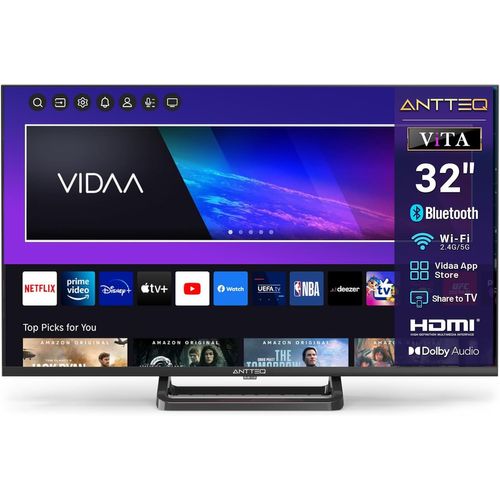 Vita Smart Tv 32 Pouces(80Cm) Télécommande À Commande Vocale,Télévision Avec Appli Mobile, Triple Tuner(Dvb-S2/T2/C),App Store,Share To Tv,Netflix/Dazn/Wifi,Hdmi,V32-Ah3Q1L-Bt,2025[HDM5233098]