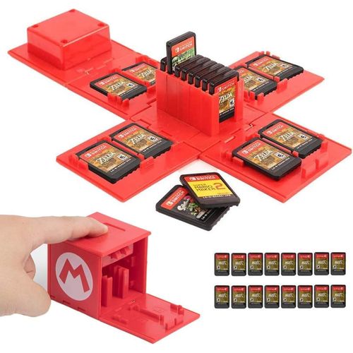 Étui Rangement Pour Carte Mémoire Nintendo Switch, Peut Contenir Jusqu'à 16 Jeux Système De Rangement De Protection Organisateur De Cartes De Jeu Étui Rigide( Rouge)[Hdm5235010]