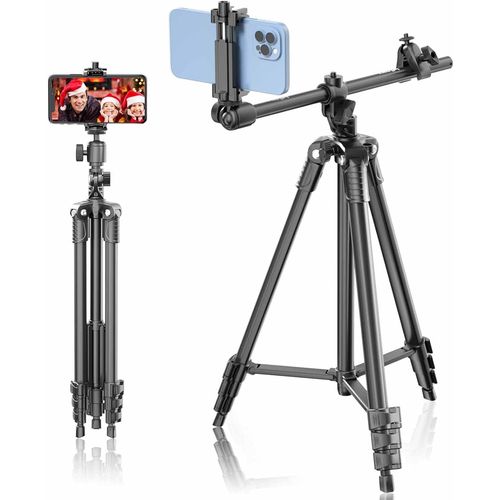 167Cm Trépied Horizontal De Smartphone Avec Rotule Réglable Et Bras Allongé À 360° Pour Appareil Photo/Iphone/Webcam, Télécommande Sans Fil/Clip De Montage/Sac De Transport Pour En[HDM5234323]