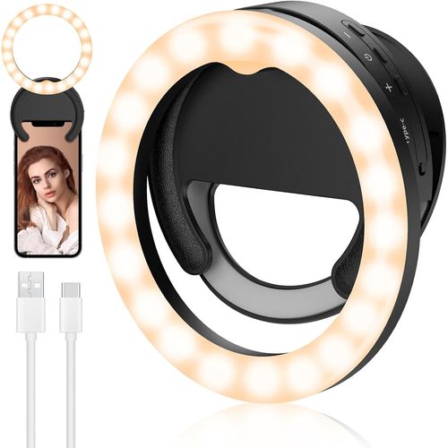 Ring Light Téléphone Portable, Anneau Lumineux Lampe Rechargeable Rotatif Avec Clip & Dimmable Pour Photo, Vidéo, Streaming, Maquillage, Youtube, Tiktok, Instagram, Réunion Zoom -N[HDM5234653]