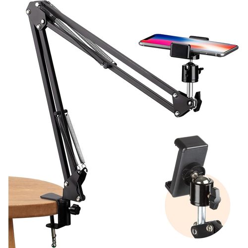 Support De Téléphone Portable Support Vidéo Bras Articulé Bras De Support De Bureau Flexible Pour La Vidéographie De Photographie Plate En Direct (Noir)[Hdm5233552]