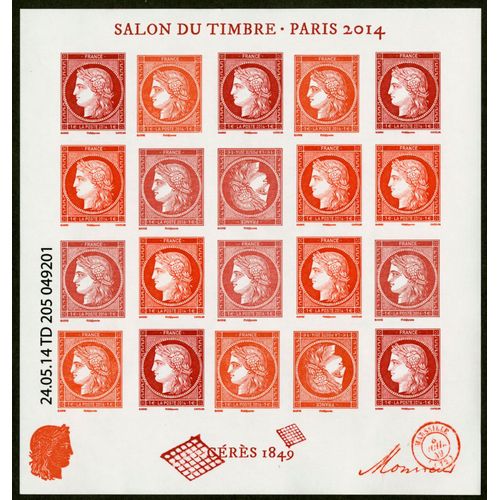 Salon Du Timbre À Paris Cérès Vermillon Feuillet 4871 Année 2014 N° 4871 4872 4873 4874 Yvert Et Tellier Luxe.