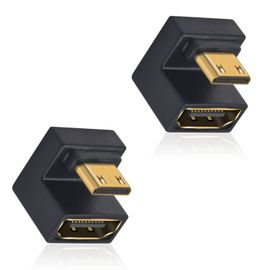 U Shape Adaptateur Mini Hdmi Vers Hdmi 8K, Adaptateur Up Angle Mini Hdmi Vers Hdmi Femelle Supportant 8K@60Hz,48Gbps,Caméra/Ordinateur Portable/Hdtv/Projecteur (2 Pack)[HDM5230816]