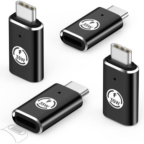 Adaptateur Lightning Vers Usb C Lot De 4, Adaptateur Usb-C Vers Lightning Pour Iphone 16/16 Pro/16 Pro Max/Iphone 15 Pro Max Plus, Ipad Pro/Air, Pas Pour Audio/Otg/Écouteurs, Noir [HDM5230700]