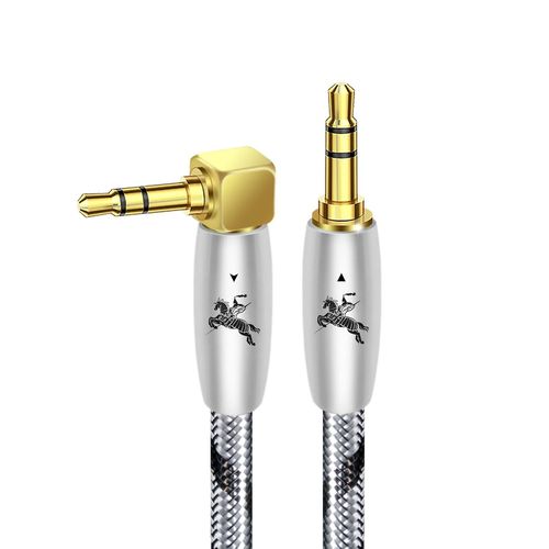 Câble Jack Audio 3.5Mm Mâle Vers Mâle Prise Jack 90 Degrés[3M] Cable Aux Hifi Stéréo Nylon Tressé Câble Auxiliaire Voiture Pour Ipod, Iphone, Tv, Mp3, Ordinateur Portable, Écouteur[HDM5231195]