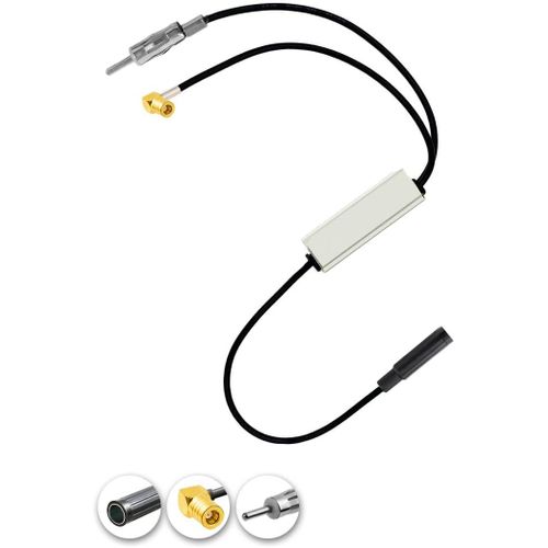 Amplificateur De Signal D'Autoradio Universel 12V 50 Antenne Fm/Am Dab+ Dab Radio Avec Smb Femelle À Din Mâle Adaptateur Pour Voiture Camion[HDM5231827]