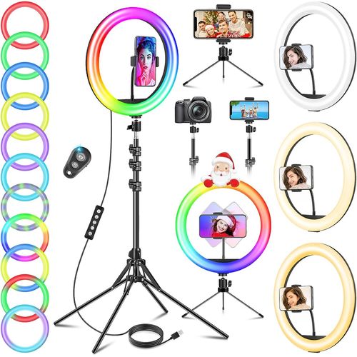 11.5'' Ring Light Avec Trépied Grand, Anneau Lumineux Professionnel Avec 40 Rvb Mode 13 Niveaux Pour Youtube/Maquillage, Led Lampe Anneau Lumière Flashs Pour Appareils Photo[HDM5232081]