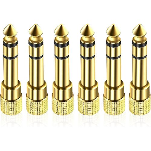 6 Pièces Adaptateur Jack 6.35 Mm Mâle Vers 3.5 Mm Femelle, Casque Prise Audio Connecteur Stéréo Headphone Aux Adapter Plaqué Pour Mono, Casque, Home Cinéma, Piano, Instruments, Amp[HDM5230906]