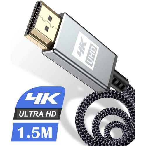 Câble Hdmi 4K 1.5M,Câble Hdmi 2.0 Haute Vitesse Par Ethernet En Nylon Tressé Supporte 4K@60Hz 2K@144Hz 3D/Hdr Retour Audio-Cordon Hdmi Pour Lecteur Blu-Ray/ Ps3/Ps4/ Tv 4K Ultra Hd[HDM5231900]