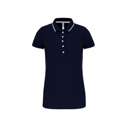 Polo maille piqué femme Kariban 100% coton Bleu Marine / Blanc XL