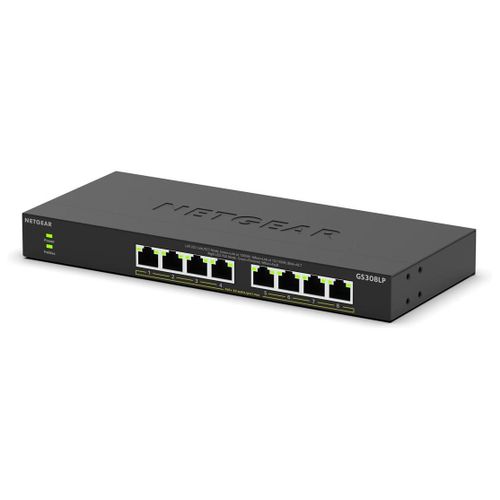 NETGEAR 300 Series GS308LP - Commutateur - essentiels - non géré - 8 x 10/100/1000 (PoE+) - de bureau, fixation murale - PoE+ (60 W)