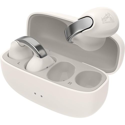 CLOUDDS_Nearphones Style Clip D'Oreille Ecouteurs Sans Fils Avec Boucle Brillante Confortables,Bluetooth 5.3,Connexion Multipoints,Autonomie 24H,Application Dédiéeha-Np1T-W(Blanc Cassé)
