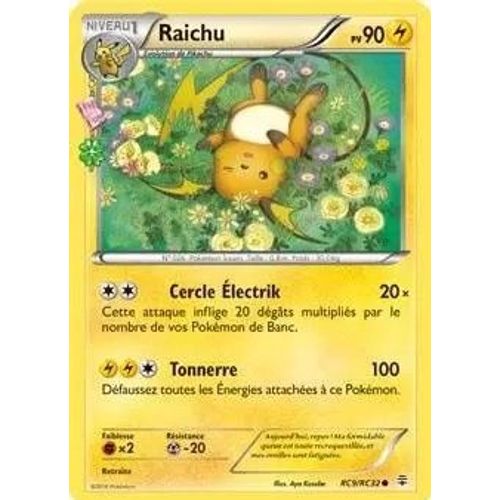 Carte Pokemon Française Officielle - Raichu - 90 Pv - N° Rc9 / Rc32 - Série Générations Rayonnement De 2016. Carte Mate .