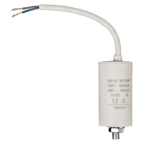 Condensateur de démarrage pour moteur électrique | Condensateur permanent | monophasé | Câble de connexion | Convient pour pompes, compresseurs, machines à laver, machines à air | 450 VAC