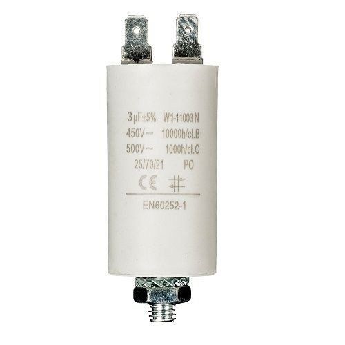 Condensateur de démarrage pour moteur électrique | Condensateur permanent | monophasé | 4 bornes | Convient aux pompes, compresseurs, machines à laver, climatiseurs | 450 VCA | 3,0 µF