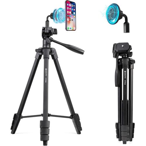 Trépied magnétique extensible pour smartphone avec plate-forme rotative panoramique à 360 degrés et vis de fixation universelles 1/4"" pour appareil photo sans miroir, Gopro, appareil photo
