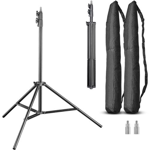 FT-8051 Lot de 2 trépieds de Lampe 260 cm - Trépied de lumière avec Amortisseur à Ressorts, Hauteur Max. 260 cm, Charge maximale 5 kg, Aluminium, pour Studio de Photographie, extérieur