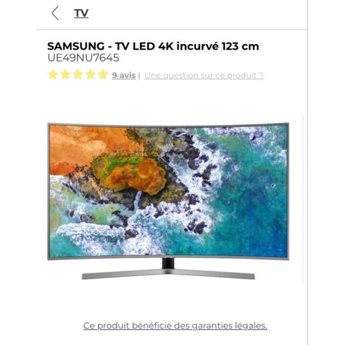 Samsung UE49NU7645U - 49" - TV LED 4K incurvé 123 cm