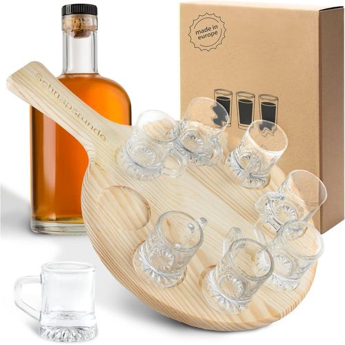 Planche À Liqueur Avec 8 Verres À Shot Comme Mini Pichet À Bière, Ronde En Bois De Hêtre ¿ Verres À Liqueur Sur Planche En Bois Avec Inscription ¿ Cadeaux Pour Hommes
