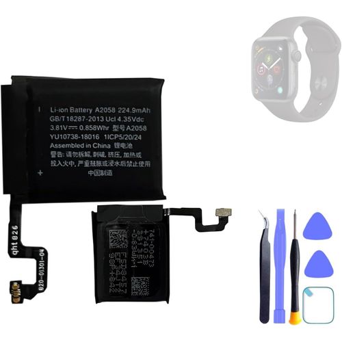 Batterie De Rechange A2058 Pour Montre Intelligente - Compatible Avec Apple Watch Iwatch Series 4 4ème Génération 40 Mm (Gps + Cellular/Gps) Modèle A1975 A1977 A2007 Avec Outils