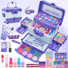Maquillage Enfant Jouet Filles - 57PCS Coffret Maquillage Enfant,Non Toxique Kit de Maquillage Enfant Fille,Maquillage Enfant Cadeau de Noël Anniversaire Jouet pour Princesse Fille 3+ Ans